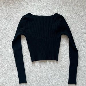 Black crop knit sweater top